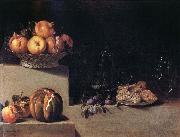 HAMEN, Juan van der Still life wtih Fruit and Glassware oil on canvas